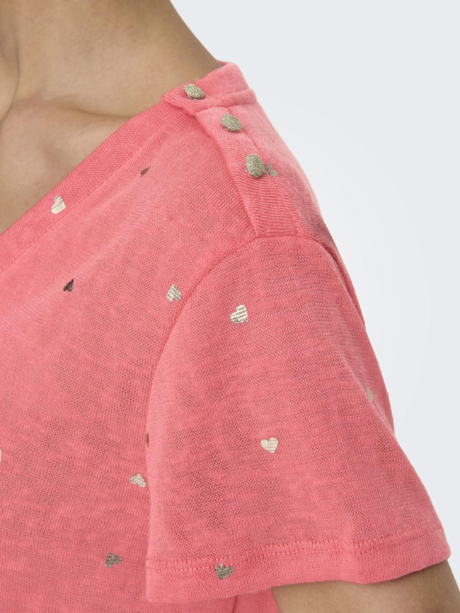 T-shirt col v stephi rouge femme - Only