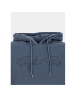 Sweat à capuche logo brodé bleu gris homme - Project X Paris