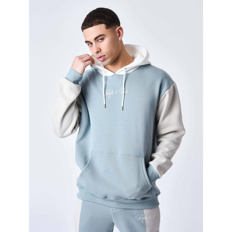 Sweat à capuche bicolore bleu blanc adultes - Project X Paris