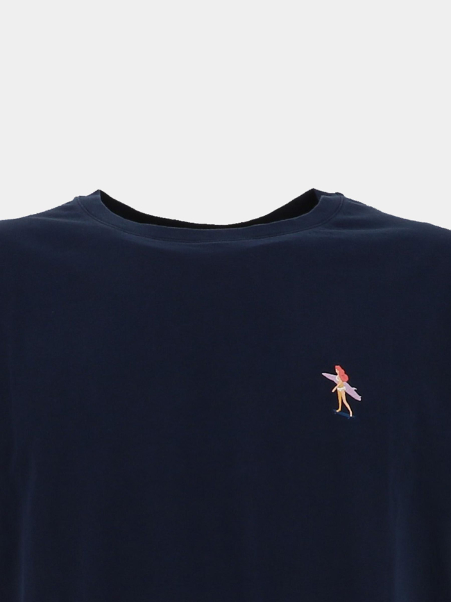 T-shirt à manches courtes patchsurfeuse bleu marine homme - Pullin