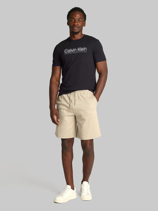 T-shirt à manches courtes double logo noir homme - Calvin Klein