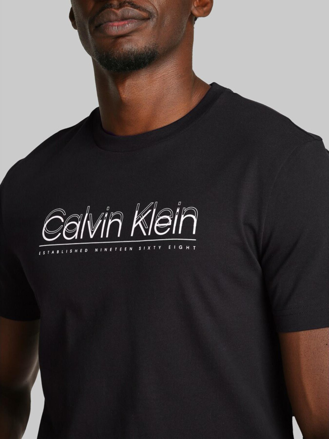 T-shirt à manches courtes double logo noir homme - Calvin Klein