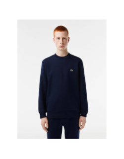 Sweat molleton à col rond bleu marine homme - Lacoste