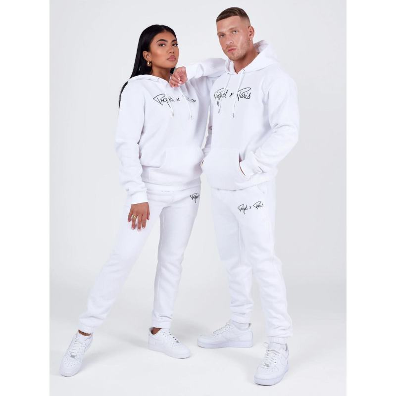 Sweat à capuche logo signature blanc - Project X Paris