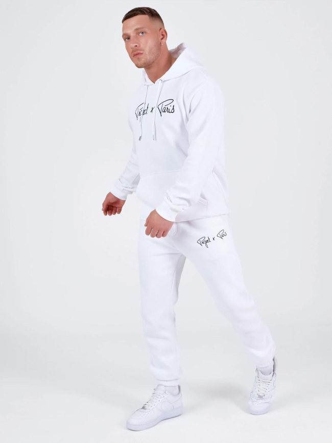 Sweat à capuche logo signature blanc - Project X Paris