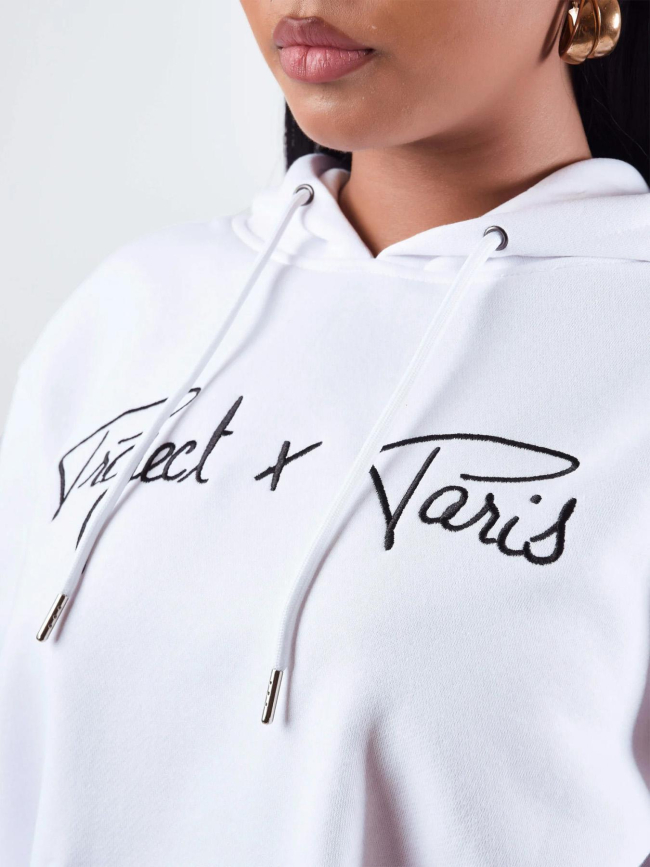 Sweat à capuche logo signature blanc - Project X Paris