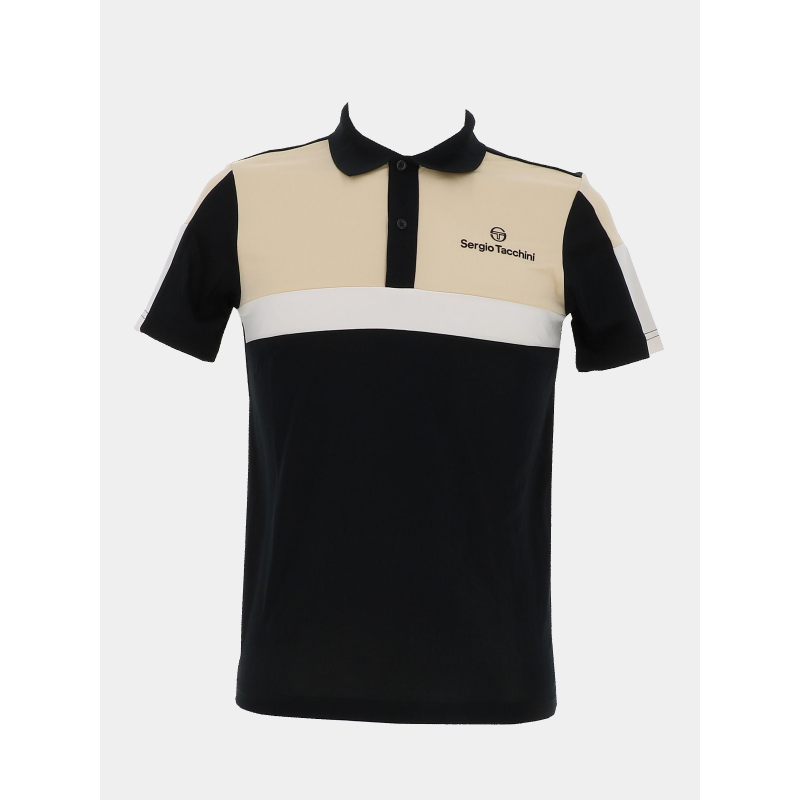 Polo manches courtes alata beige noir homme - Sergio Tacchini