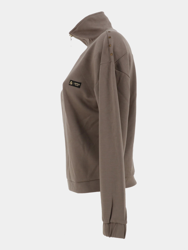 Sweat à col camionneur zippé mélanie kaki femme - Happy & So