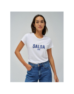 T-shirt à manches courtes avec logo et perles blanc femme - Salsa
