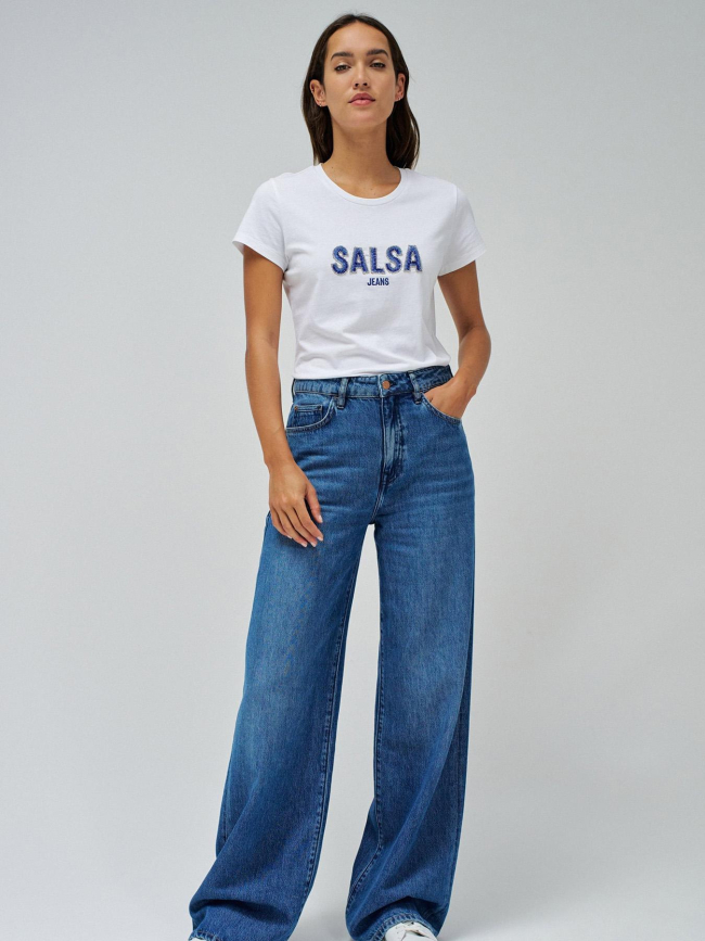 T-shirt à manches courtes avec logo et perles blanc femme - Salsa