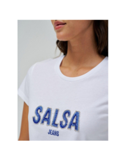 T-shirt à manches courtes avec logo et perles blanc femme - Salsa