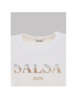 T-shirt logo à sequins blanc femme - Salsa