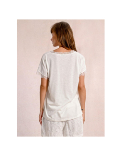 T-shirt col v dentelle blanc femme - Molly Bracken