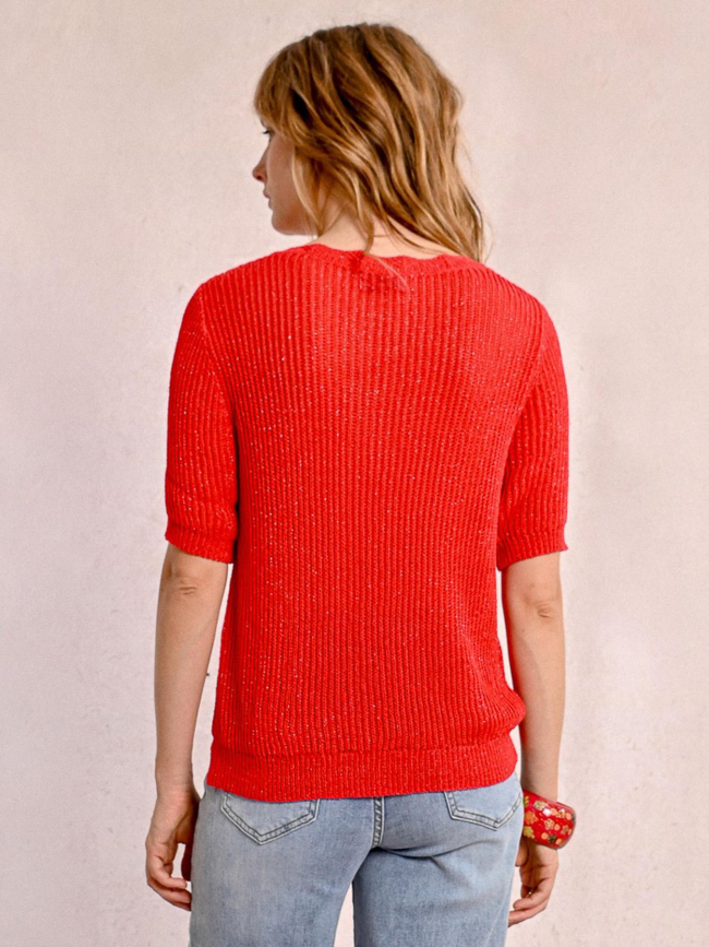Pull pailleté manches courtes rouge femme - Molly Bracken