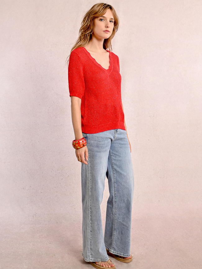 Pull pailleté manches courtes rouge femme - Molly Bracken