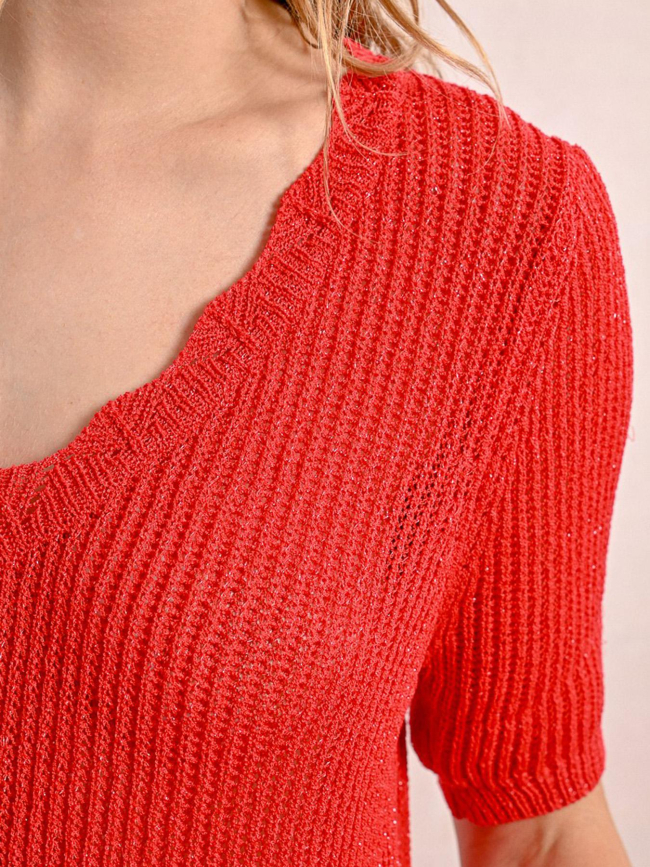 Pull pailleté manches courtes rouge femme - Molly Bracken
