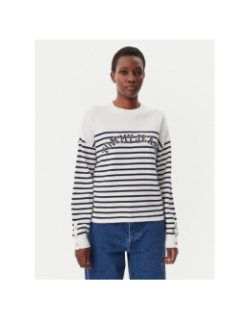 Pull à rayures varsity blanc femme - Tommy Jeans