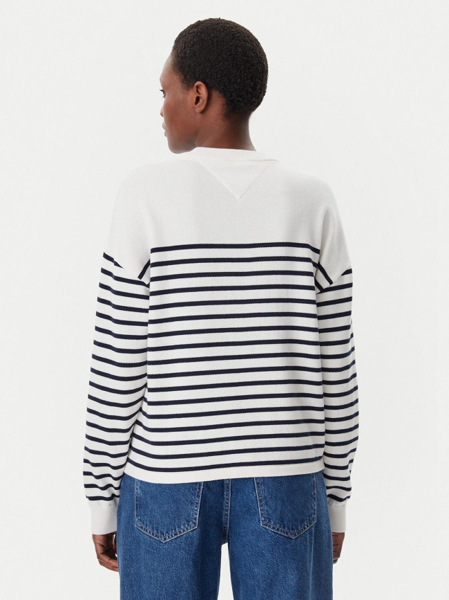 Pull à rayures varsity blanc femme - Tommy Jeans