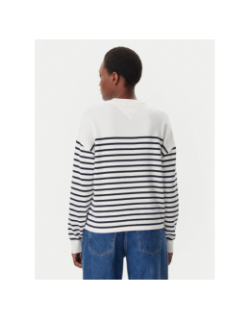 Pull à rayures varsity blanc femme - Tommy Jeans