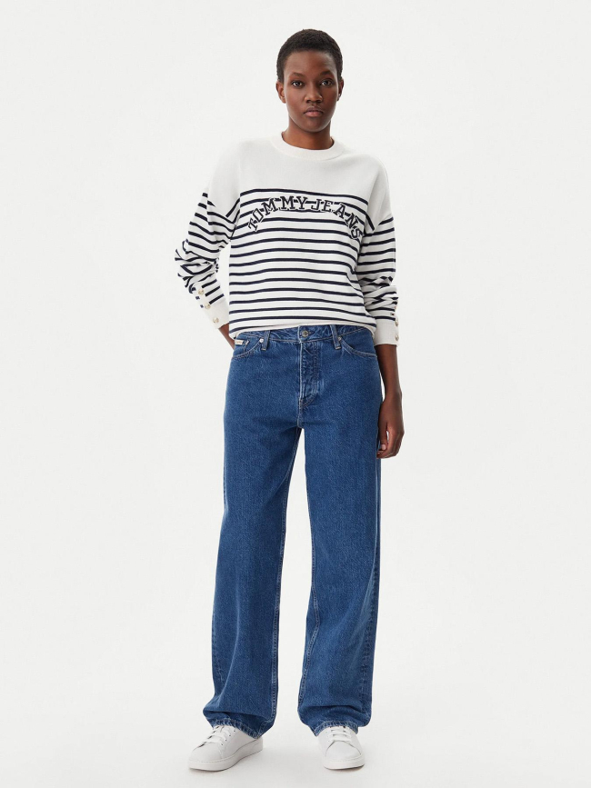 Pull à rayures varsity blanc femme - Tommy Jeans