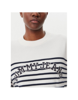Pull à rayures varsity blanc femme - Tommy Jeans