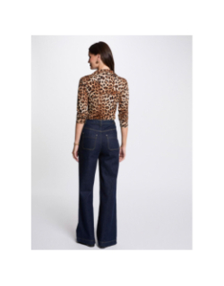 Blouse tufus à motif leopard marron femme - Morgan