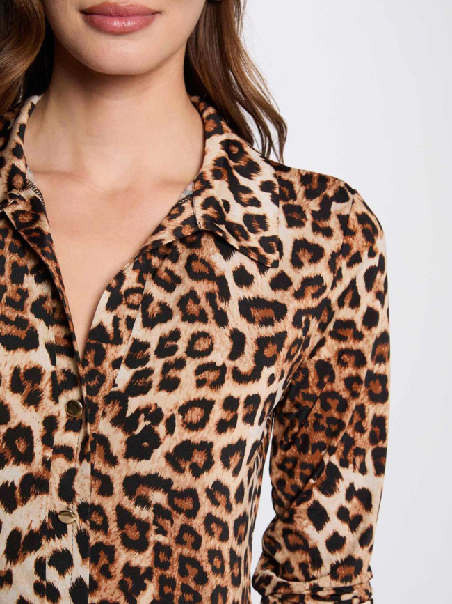 Blouse tufus à motif leopard marron femme - Morgan