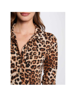 Blouse tufus à motif leopard marron femme - Morgan