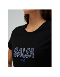 T-shirt à manches courtes avec logo et perles noir femme - Salsa