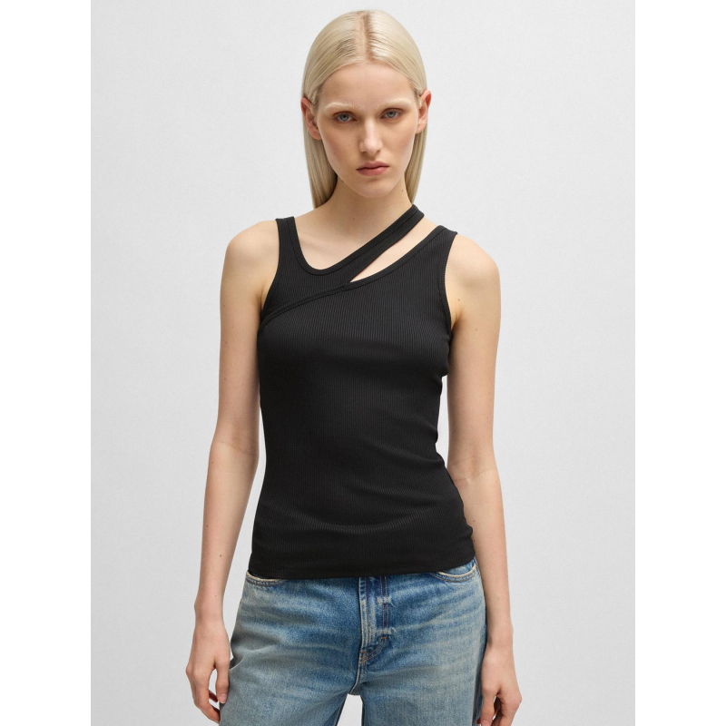 Débardeur côtelé datrus noir femme - Hugo