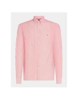 Chemise à rayures flex poplin blanc et rouge homme - Tommy Hilfiger