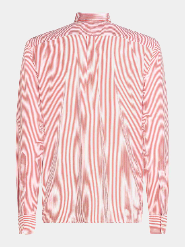 Chemise à rayures flex poplin blanc et rouge homme - Tommy Hilfiger