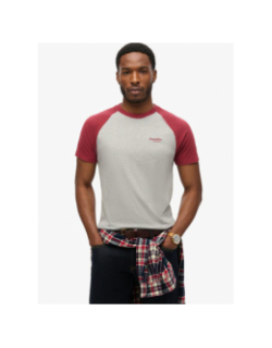 T-shirt baseball gris chiné bordeaux homme - Superdry