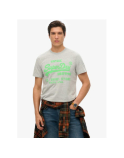 T-shirt vintage néon gris vert homme - Superdry
