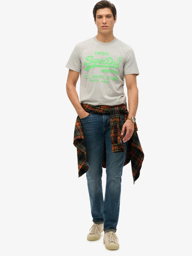 T-shirt vintage néon gris vert homme - Superdry