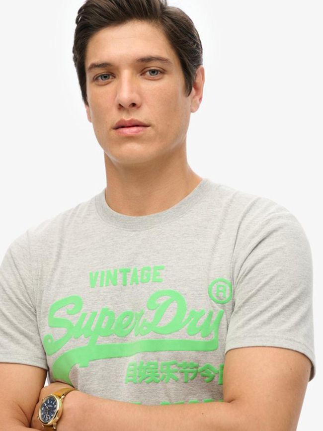 T-shirt vintage néon gris vert homme - Superdry