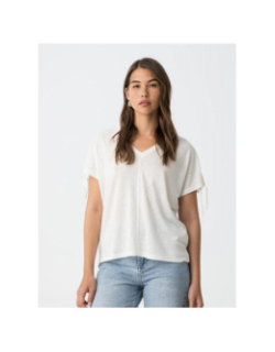 T-shirt col v pepita blanc femme - Tiffosi