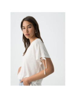 T-shirt col v pepita blanc femme - Tiffosi