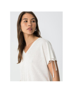 T-shirt col v pepita blanc femme - Tiffosi
