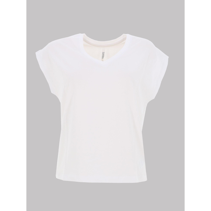 T-shirt col v uni charlize blanc femme - Tiffosi