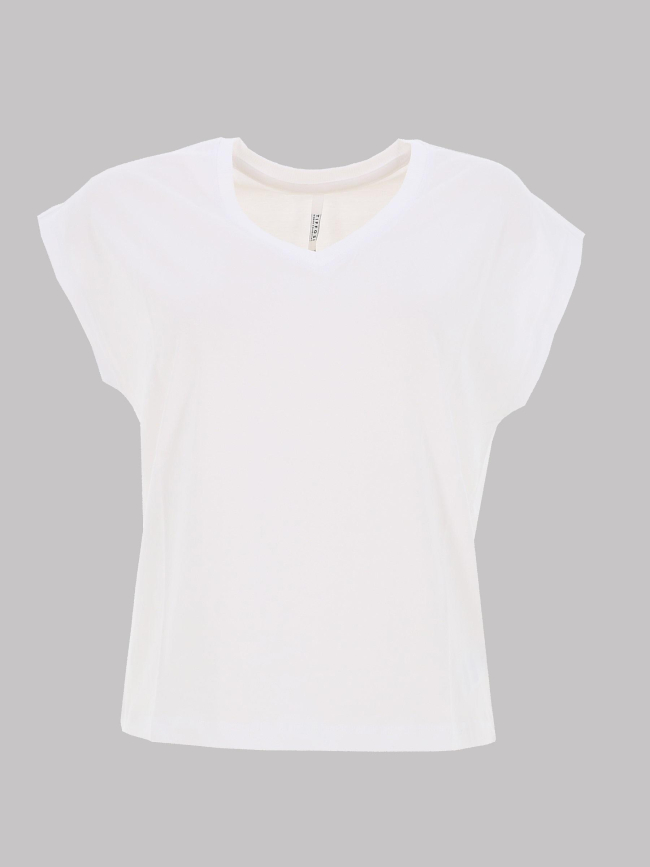 T-shirt col v uni charlize blanc femme - Tiffosi