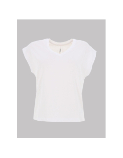 T-shirt col v uni charlize blanc femme - Tiffosi