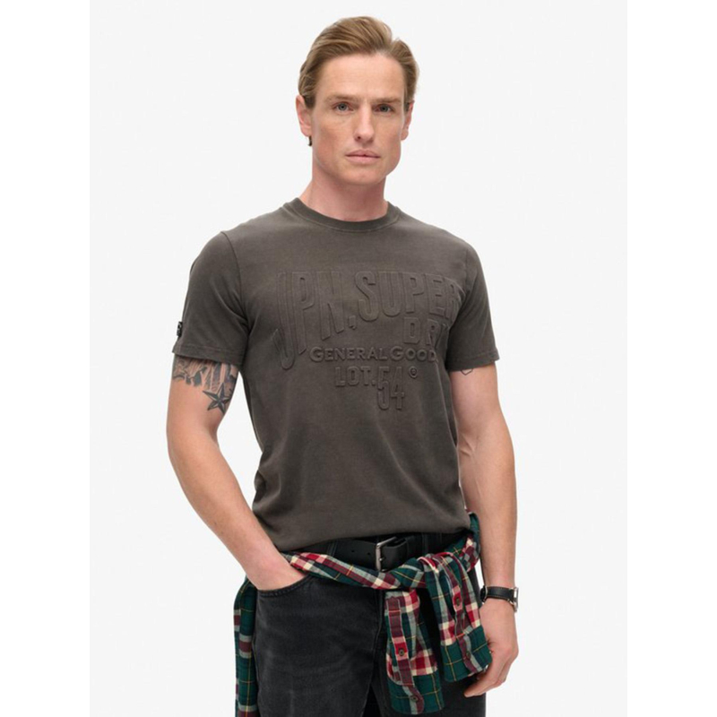 T-shirt à logo relief vintage gris anthracite homme - Superdry