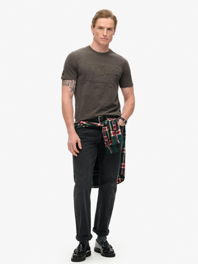 T-shirt à logo relief vintage gris anthracite homme - Superdry