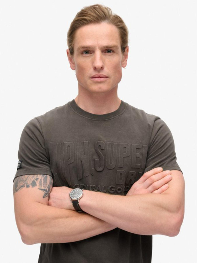 T-shirt à logo relief vintage gris anthracite homme - Superdry