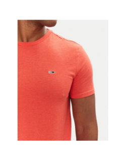 T-shirt uni slim jaspe corail homme - Tommy Jeans