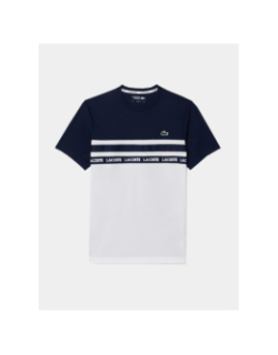 T-shirt colorblock blanc bleu homme - Lacoste