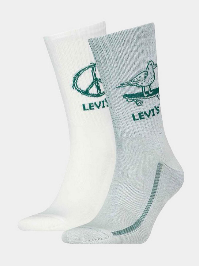 Pack 2 paires de chaussettes hautes graphic blanc/vert - Levi's