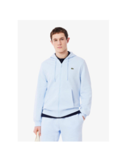 Sweat à capuche zippé molleton bleu homme - Lacoste