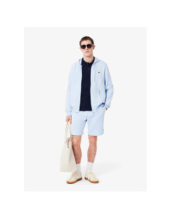 Sweat à capuche zippé molleton bleu homme - Lacoste